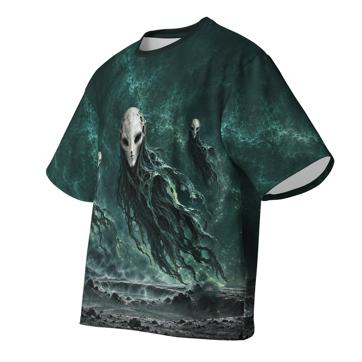 Night Choir all-over print oversized tee, front