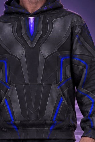 Obsidian Pilot Hoodie worn by Jay, garment detail