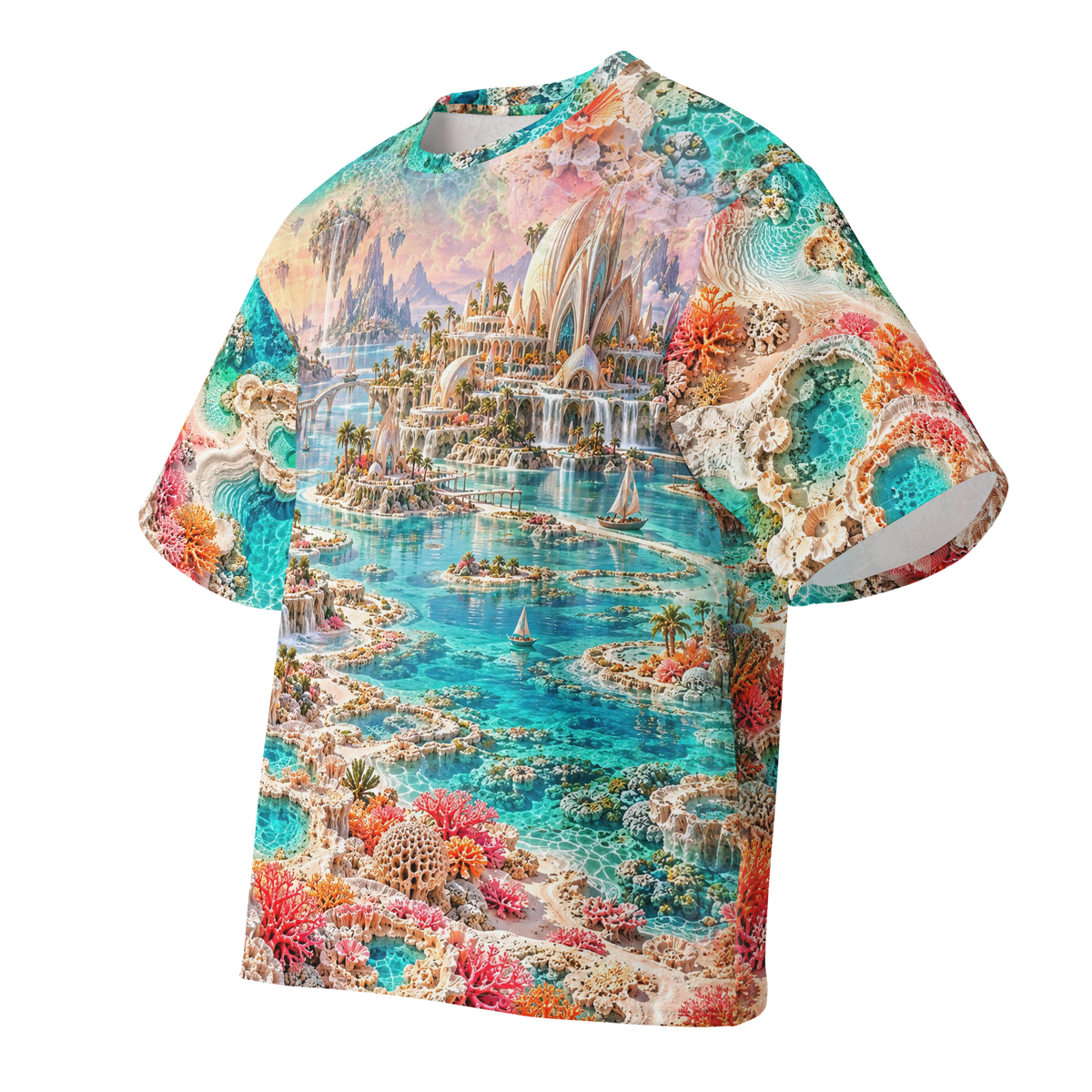 Opal Tidal Realm all-over print oversized tee, front