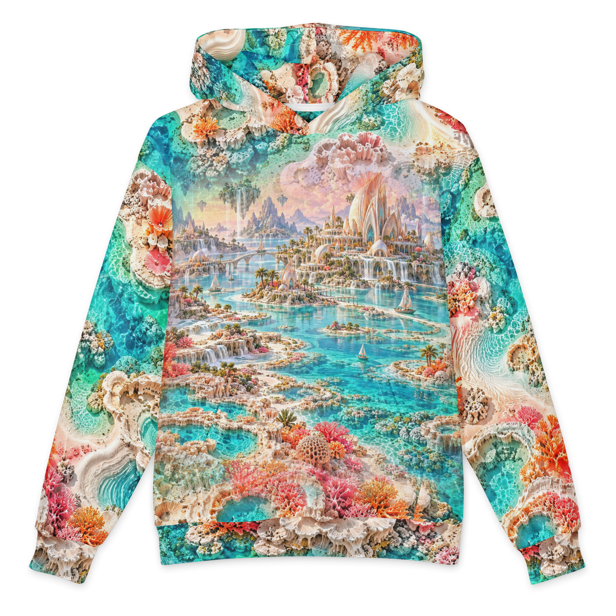 Opal Tidal Realm Hoodie all-over print oversized hoodie, front
