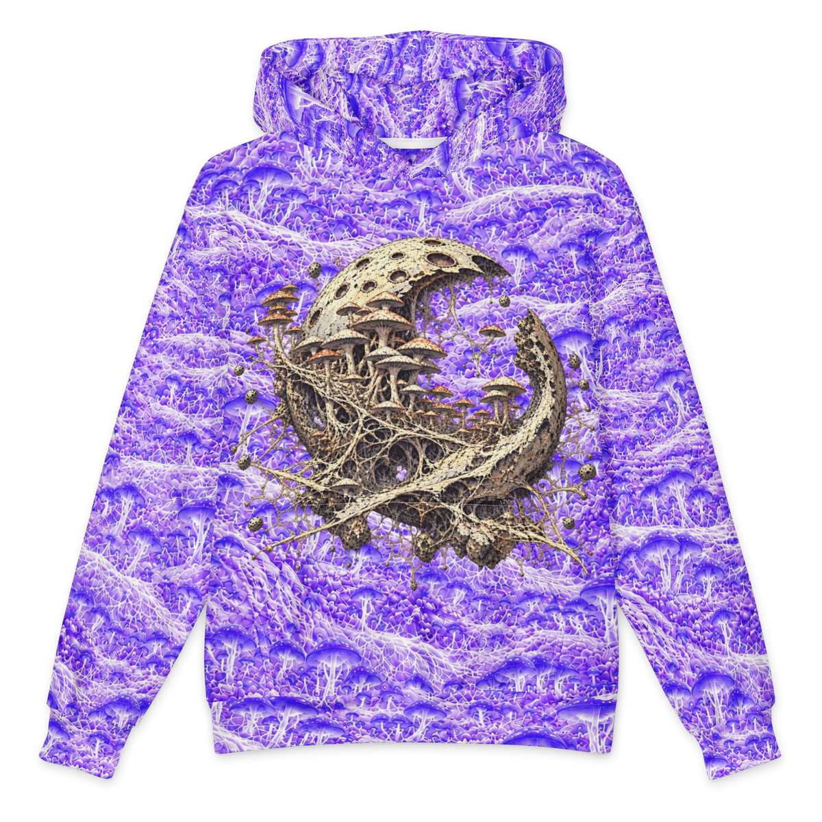 Orbital Mycelium Hoodie all-over print oversized hoodie, front