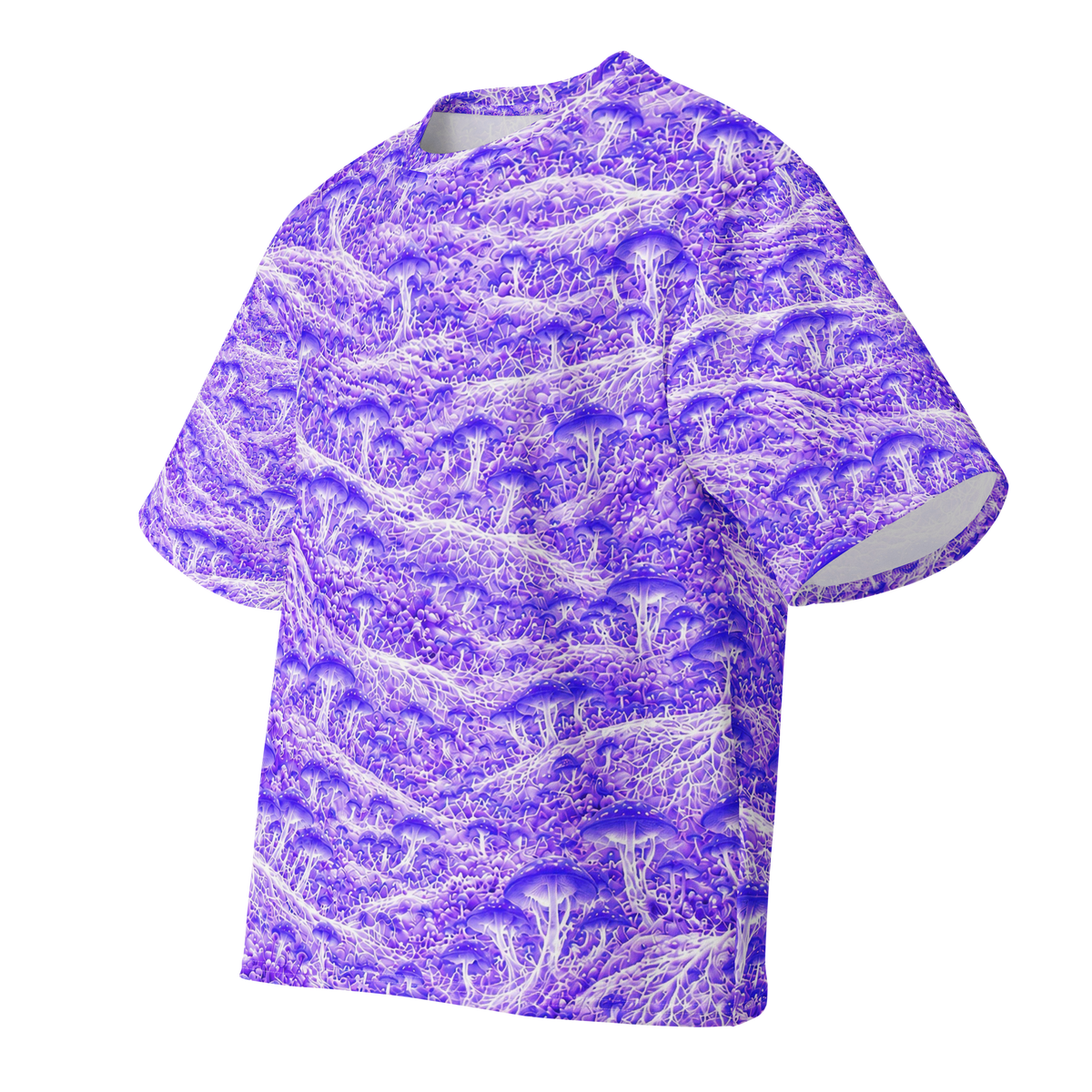 Orbital Mycelium Terrain all-over print oversized tee, front