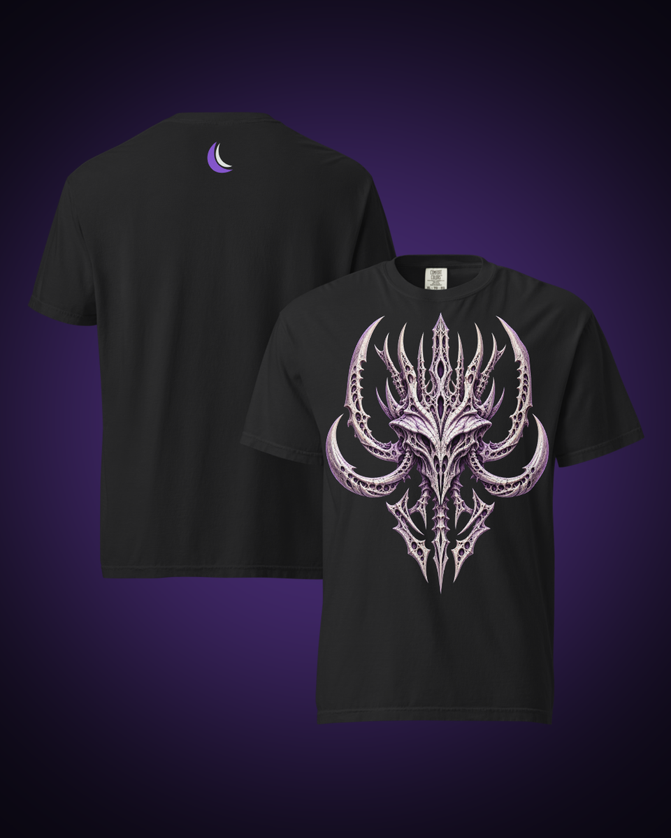 Ossuary Crown Violet Graphic Tee, front and reverse