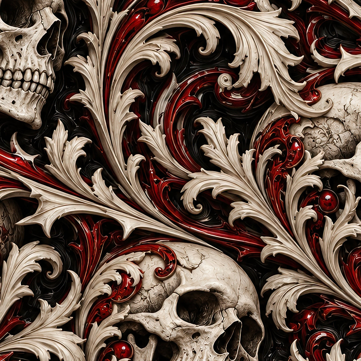 Ossuary Scroll Oxblood Terrain Hoodie all-over print oversized hoodie, pocket print fabric close-up