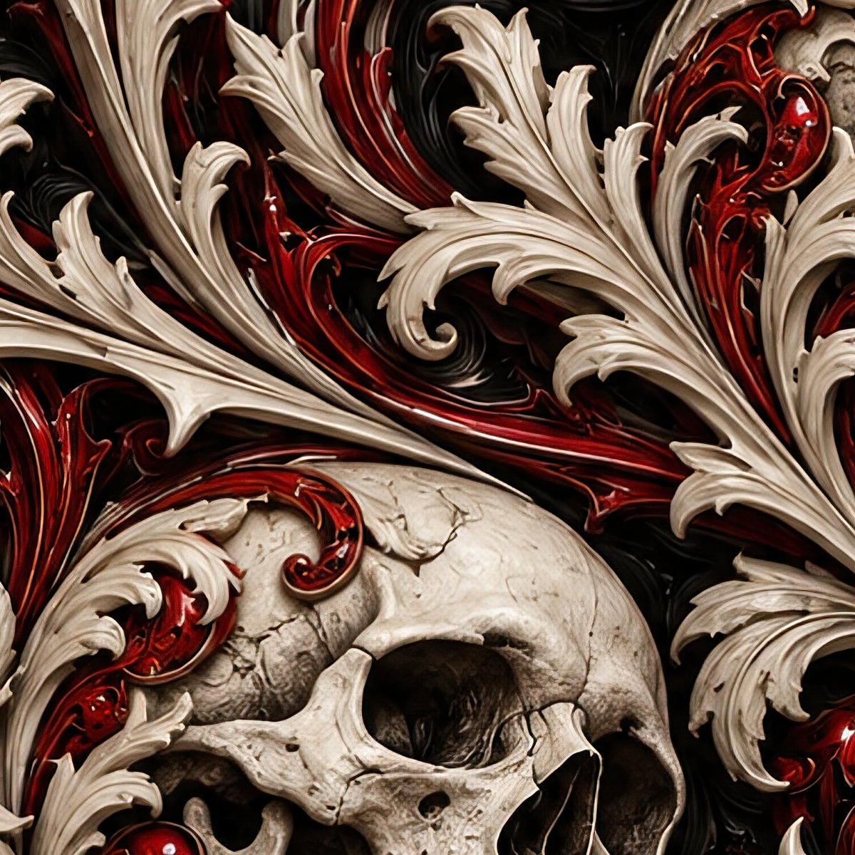 Ossuary Scroll Terrain all-over print oversized tee fabric close-up