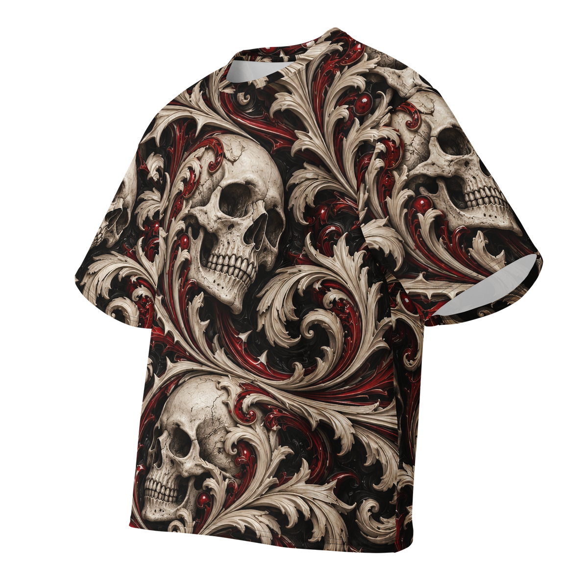 Ossuary Scroll Terrain all-over print oversized tee, front