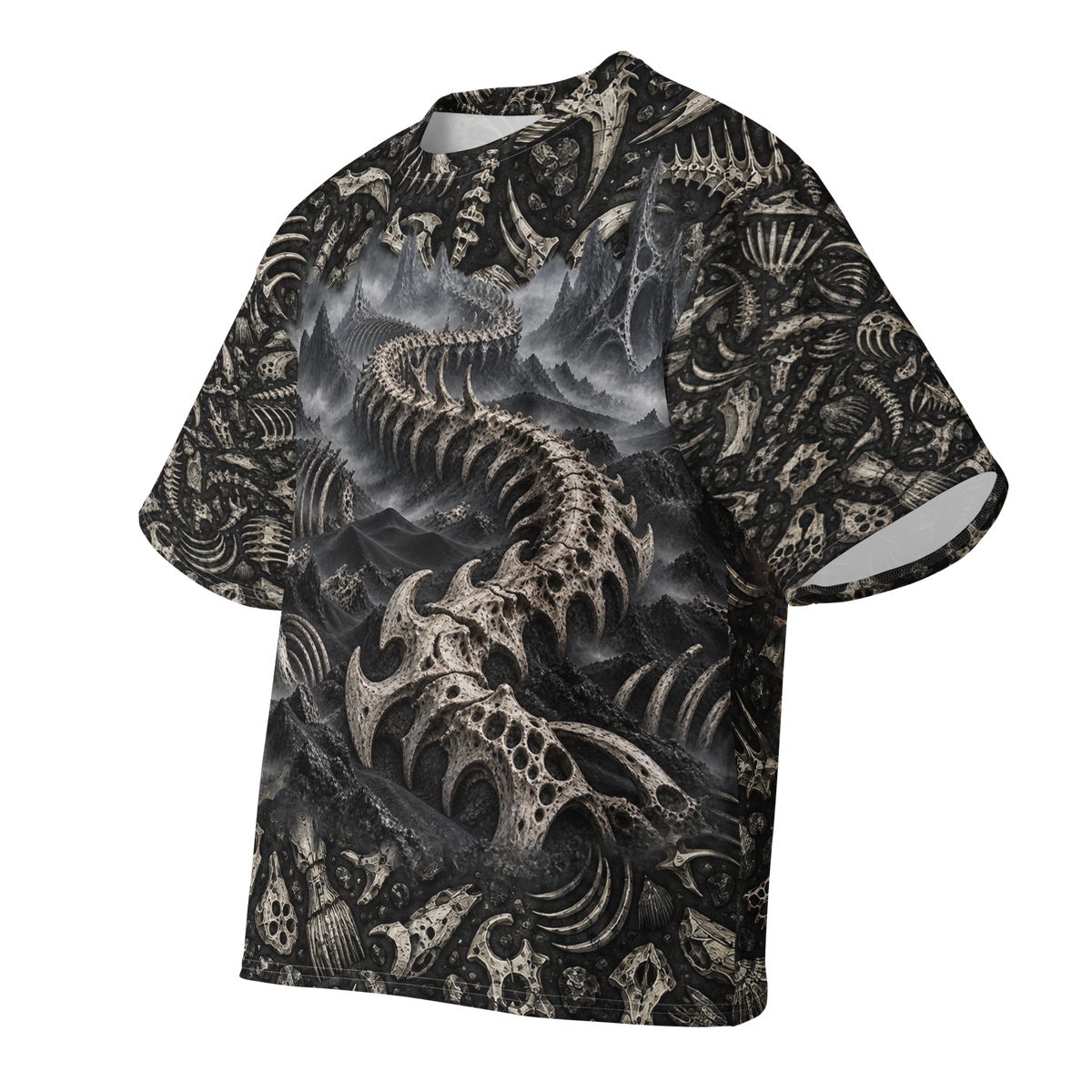 Ossuary Static all-over print oversized tee, front ghost view