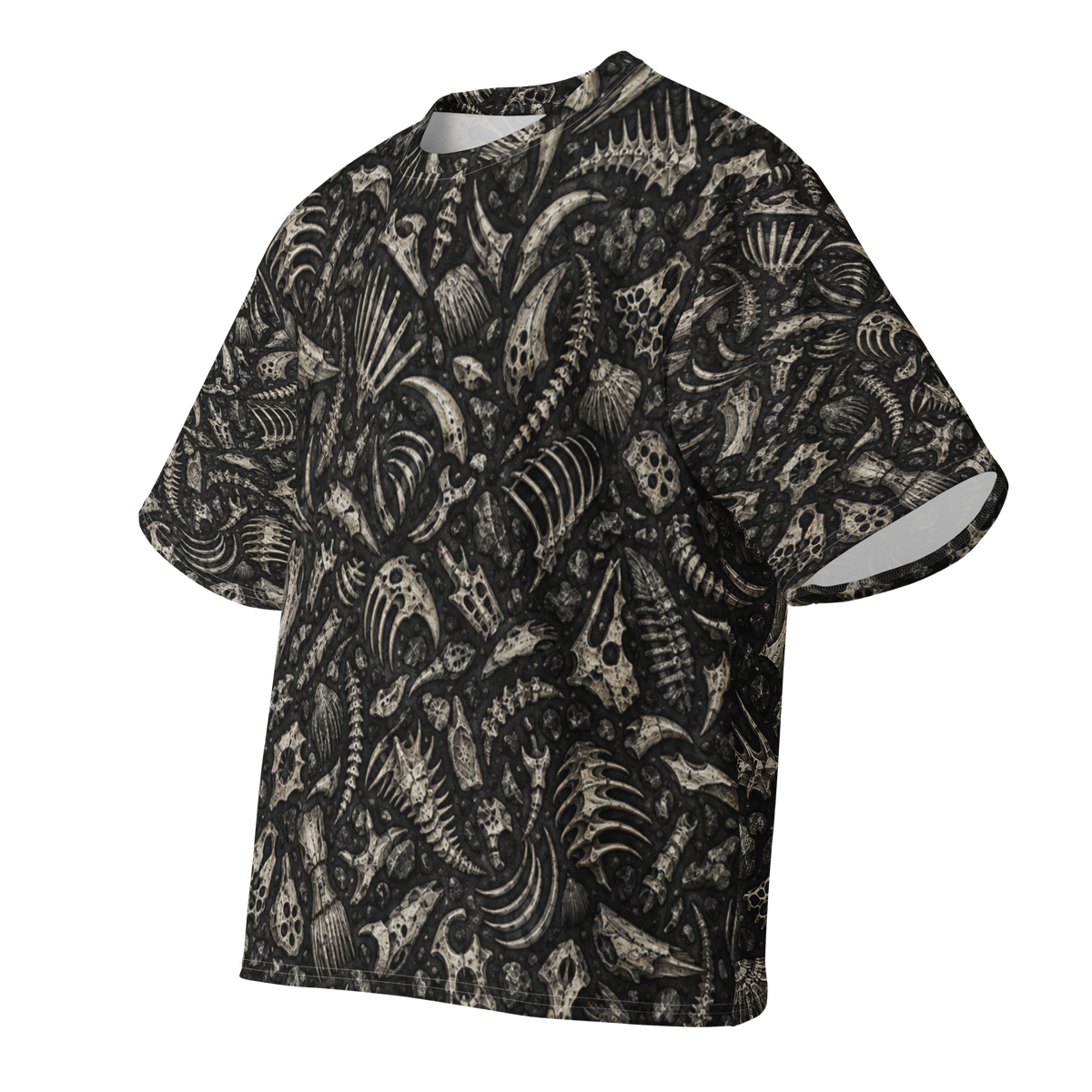 Ossuary Static Terrain all-over print oversized tee, front