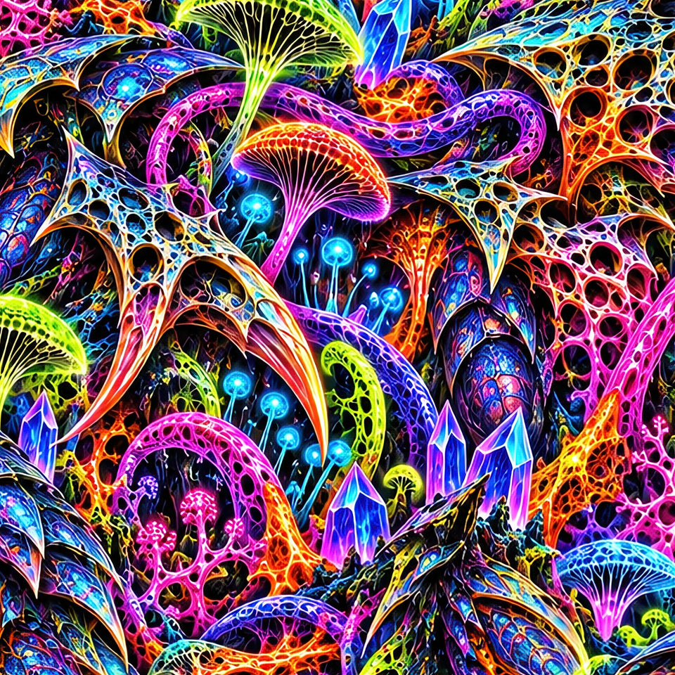 Prismatic Overlord Terrain Flare Leggings, print zoom: full-resolution print detail