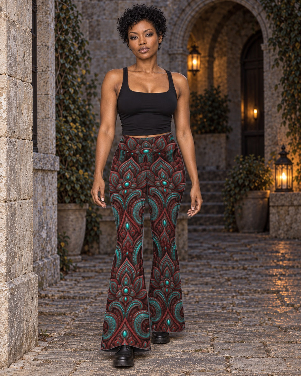 Raina Flare Leggings, worn on model, in motion