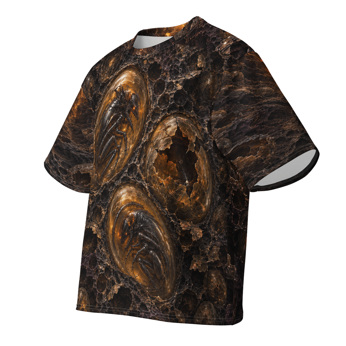 Silent Brood all-over print oversized tee, front ghost view