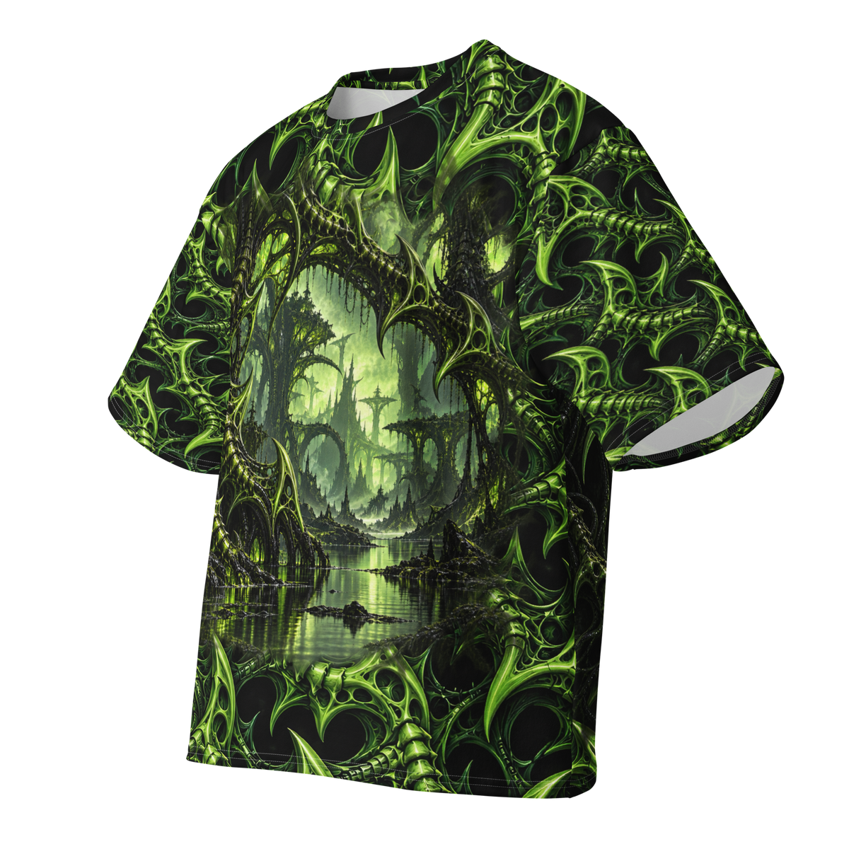 Venom Lace all-over print oversized tee, front ghost view