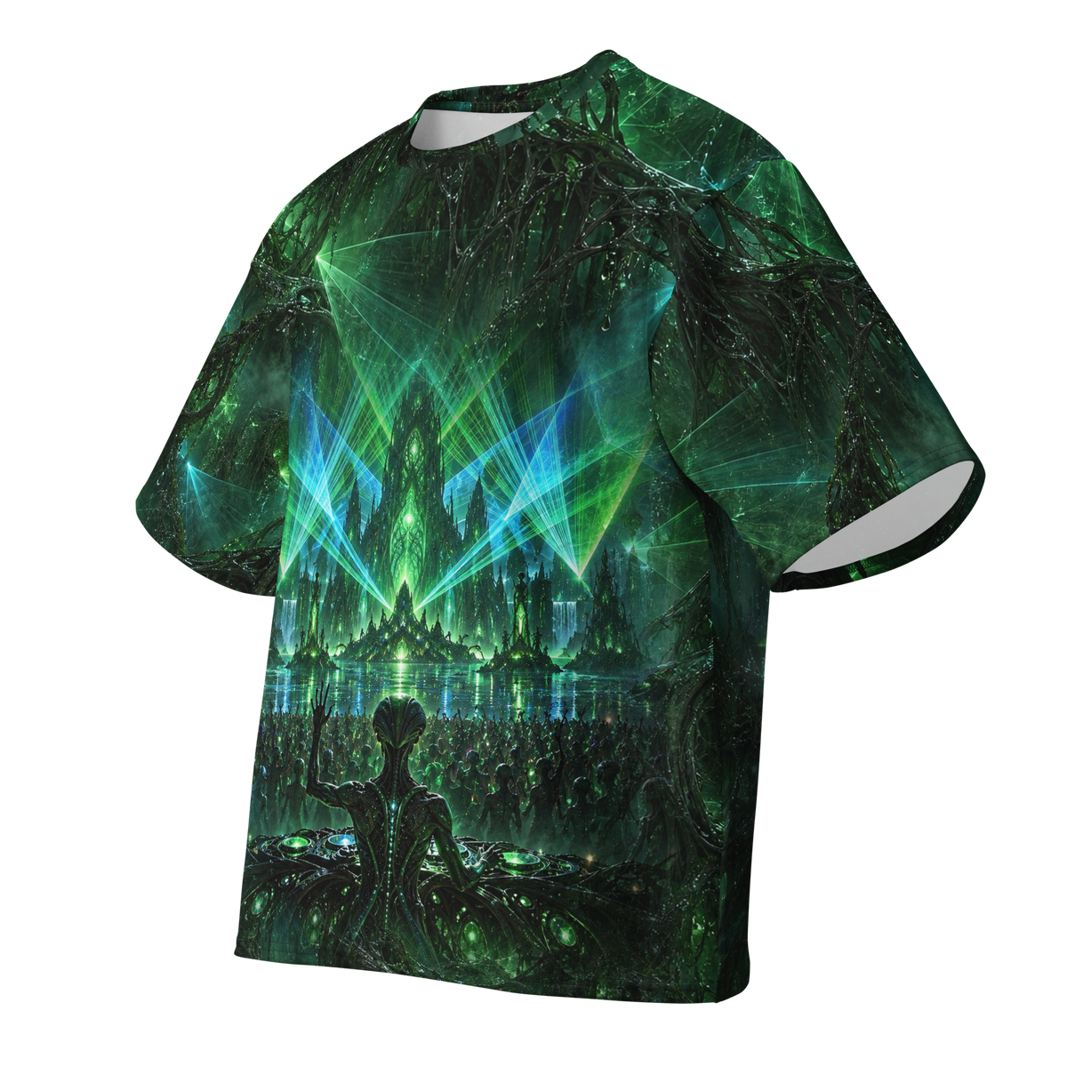 Verdant Frequency all-over print oversized tee, front