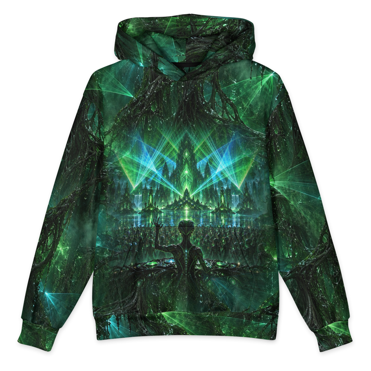 Verdant Frequency Hoodie all-over print oversized hoodie, front