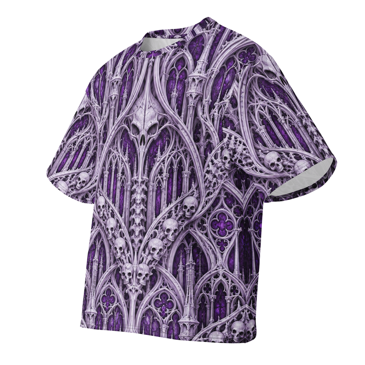 Violet Catacomb Lavender Terrain all-over print oversized tee, front