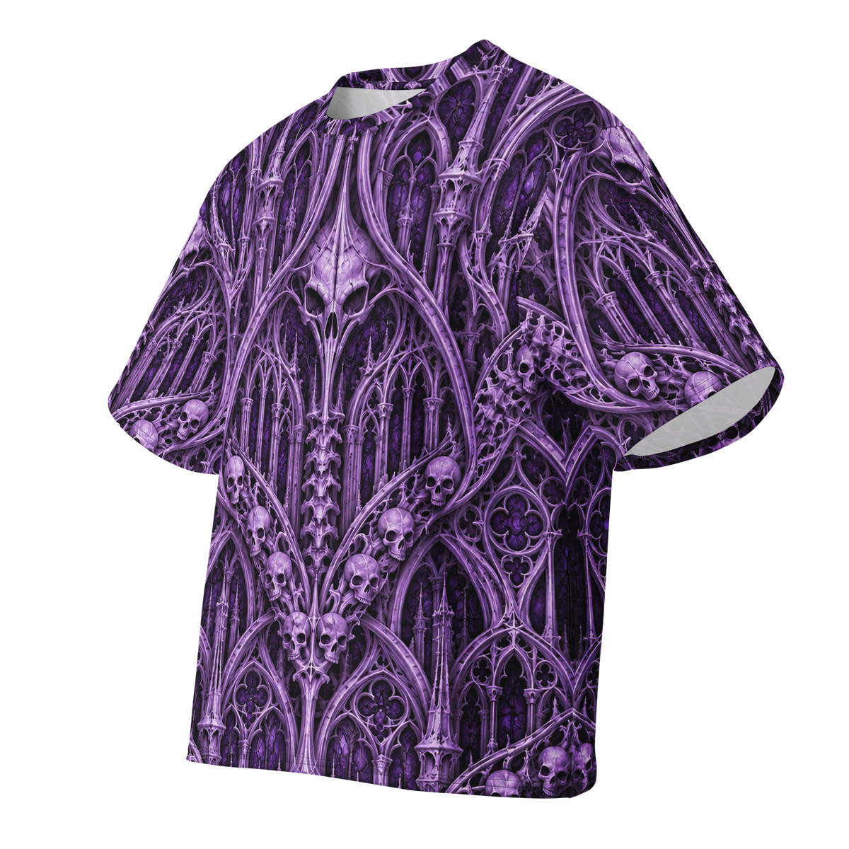 Violet Catacomb Orchid Terrain all-over print oversized tee, front