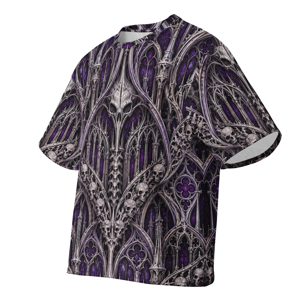 Violet Catacomb Terrain all-over print oversized tee, front