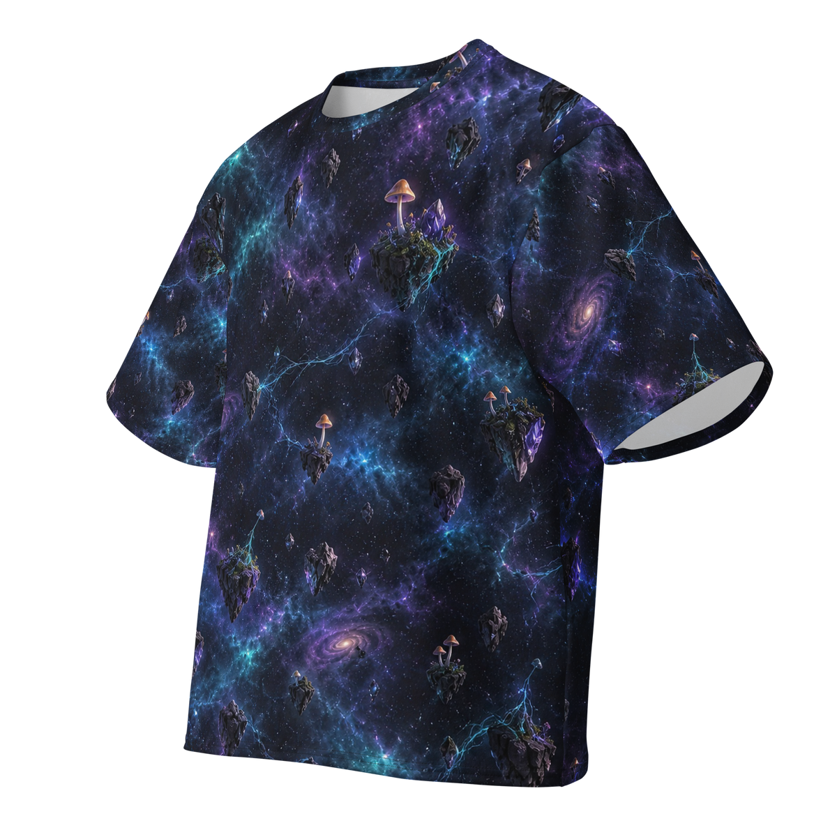 Violet Spore Temple Terrain all-over print oversized tee, front