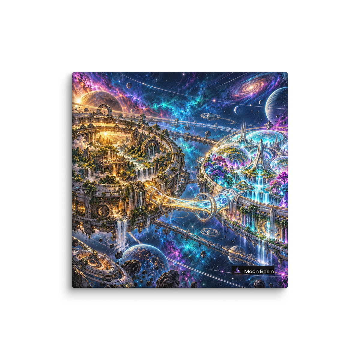 Generational Ark canvas print, 20 by 20 inch, on a white wall