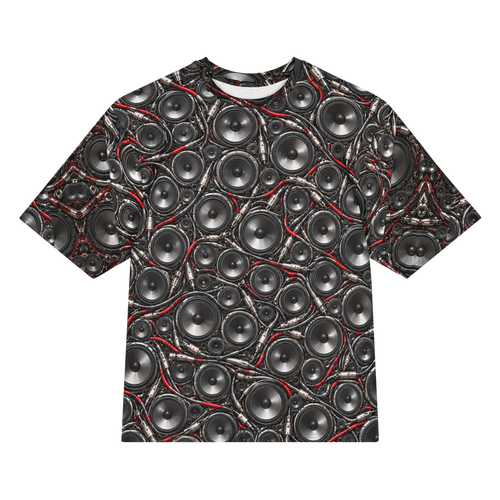 Woofer Rash all over print oversized tee, front view