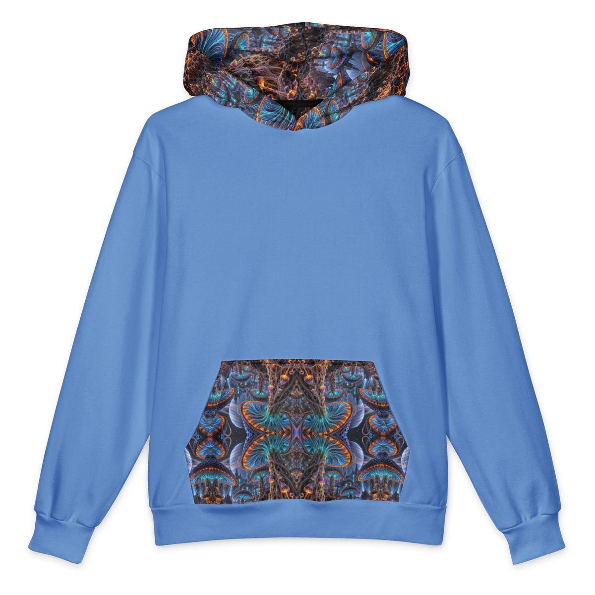 Xenospore Orbit Blue Terrain Hoodie all-over print oversized hoodie, front