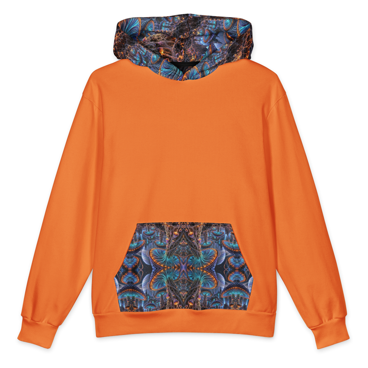 Xenospore Orbit Orange Terrain Hoodie all-over print oversized hoodie, front